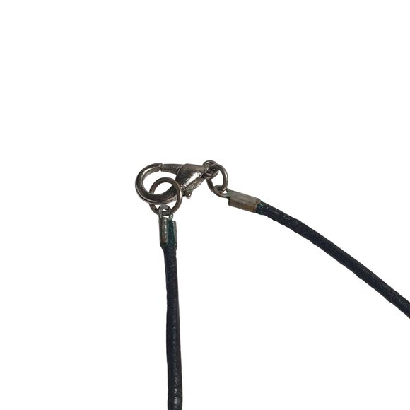 Handcrafted Leather Cord Necklace Rustic Brass Silver Tone Beads Lobster Clasp T - Picture 4 of 4